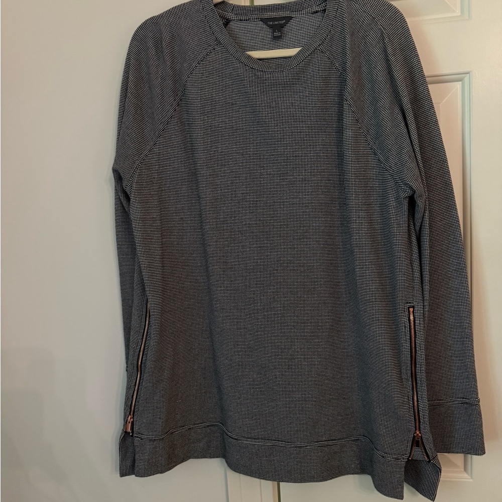 The Limited Black and White Textured Knit Top